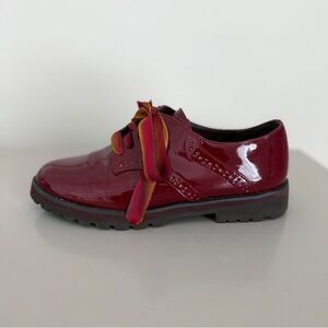 Ruby red patent leather oxford shoes